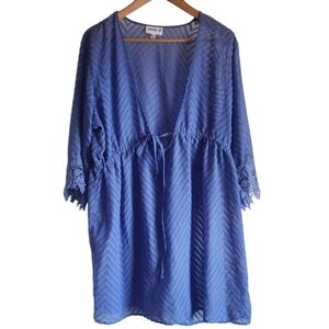 Swimsuits For All Blue Lace Trim‎ Cover-Up Size 10/12